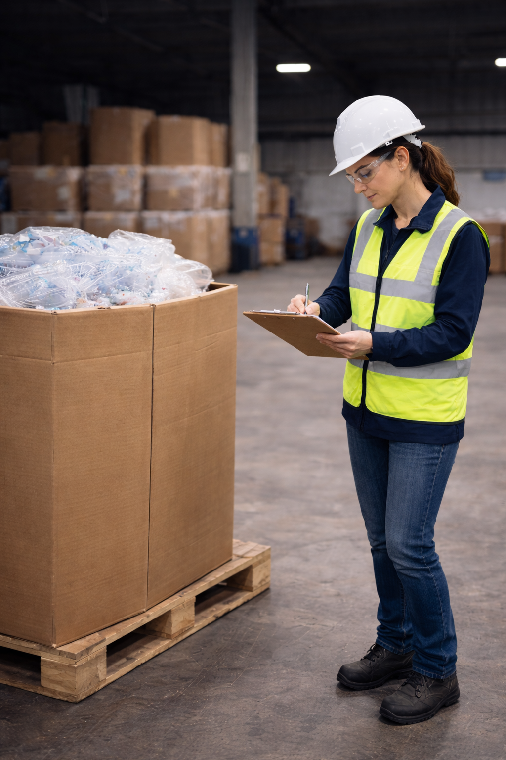 Detalle operativo del manejo de material y registro